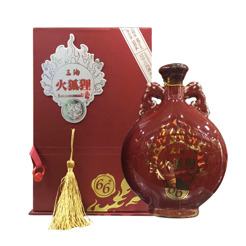 白酒辽宁特产三沟火狐狸66度浓香香型送礼500ml白酒