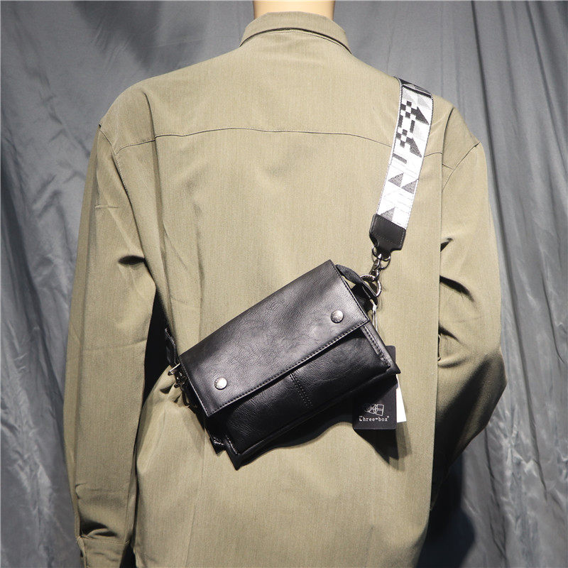 threebox日韩男士 彩带小包 休闲复古男女单肩包 手机香烟斜挎背包抖