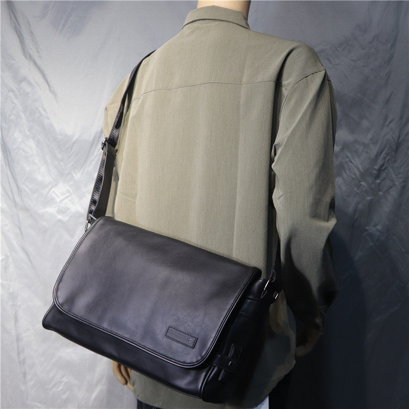 ape潮男商务大包休闲软皮横款斜挎电脑包日韩男士包袋