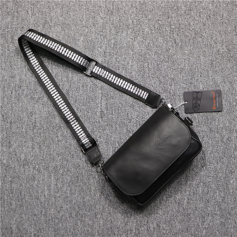 threebox盒子男士翻盖单肩包休闲日复古斜挎小包男士包袋