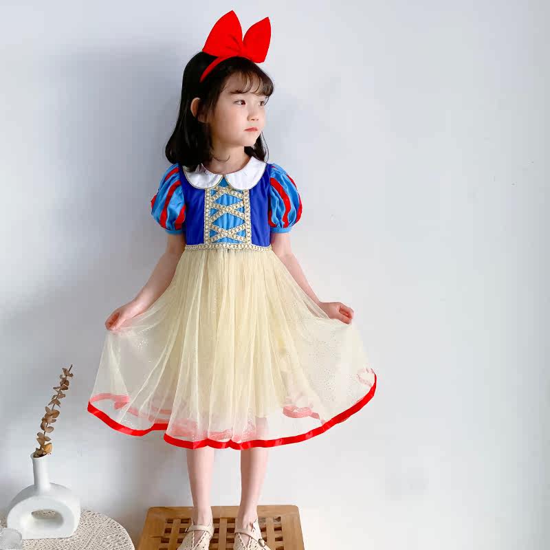 正版女童白雪公主裙子春秋装儿童冰雪奇缘爱莎生日礼服连衣裙夏季