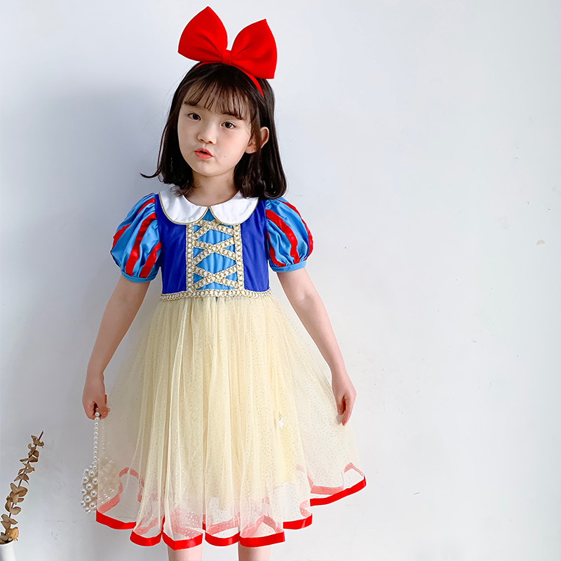 正版女童白雪公主裙子春秋装儿童冰雪奇缘爱莎生日礼服连衣裙夏季