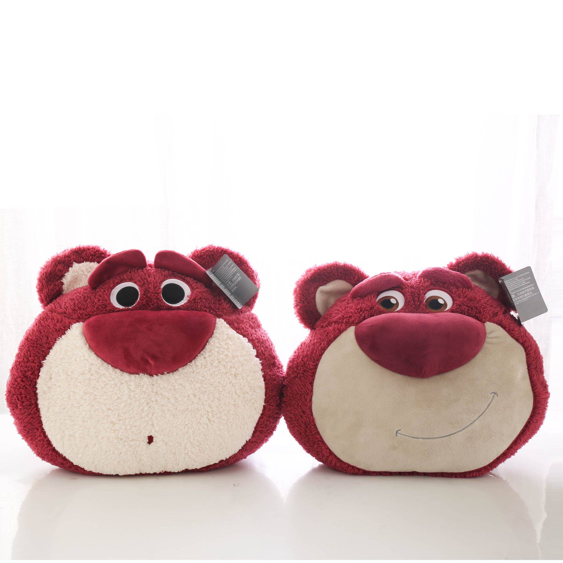 玩具总动员4toystory草莓熊头毛绒抱枕靠垫lotso熊公仔生日礼物