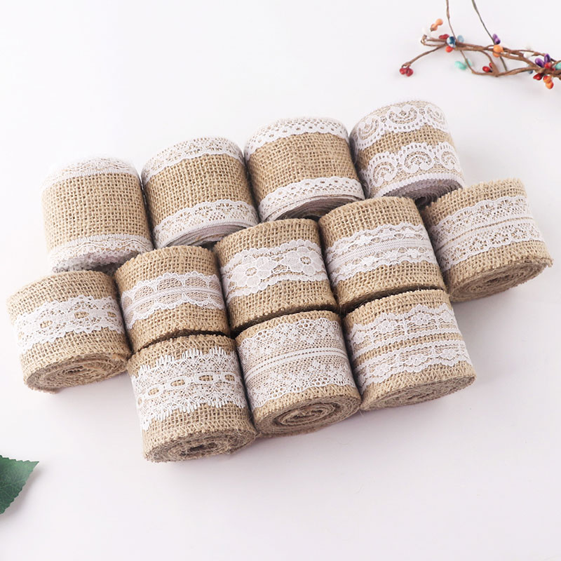 麻布花边diy婚庆彩色蕾丝手工材料配件麻绳花边