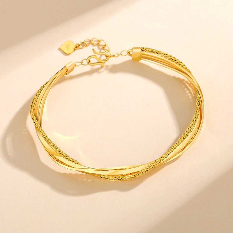 三生三世黄金手镯999足金纯黄金手镯2022年新款情人节礼物送老婆