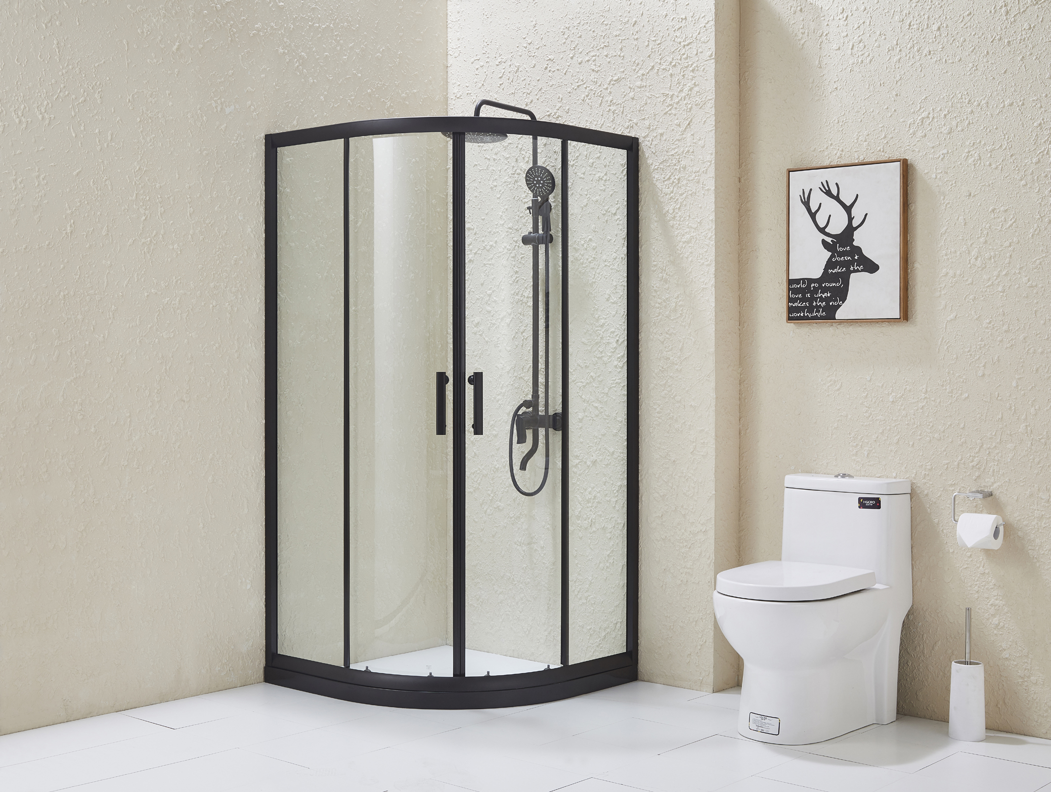 扇形整体淋浴房隔断卫生间干湿分离沐浴浴室玻璃整体淋浴房