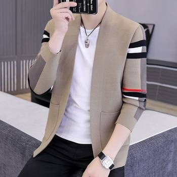 Knitted Cardigan Men's 2024 Spring and Autumn Trendy Versatile Sweater Jacket with Thin Autumn Jacket