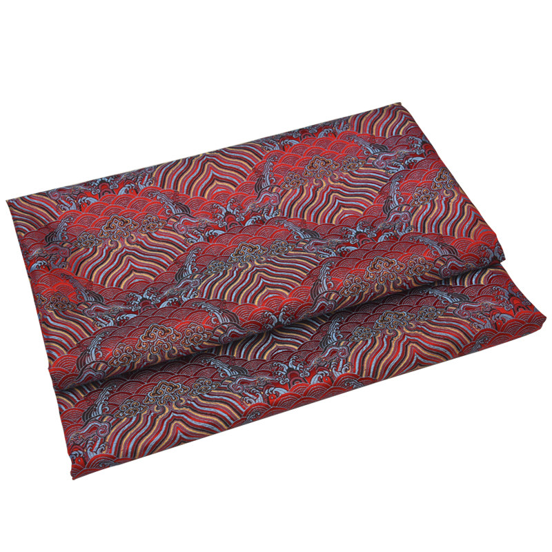 织锦缎面料提花仿古diy旗袍唐装丝绸红木沙发坐垫布料150海水纹