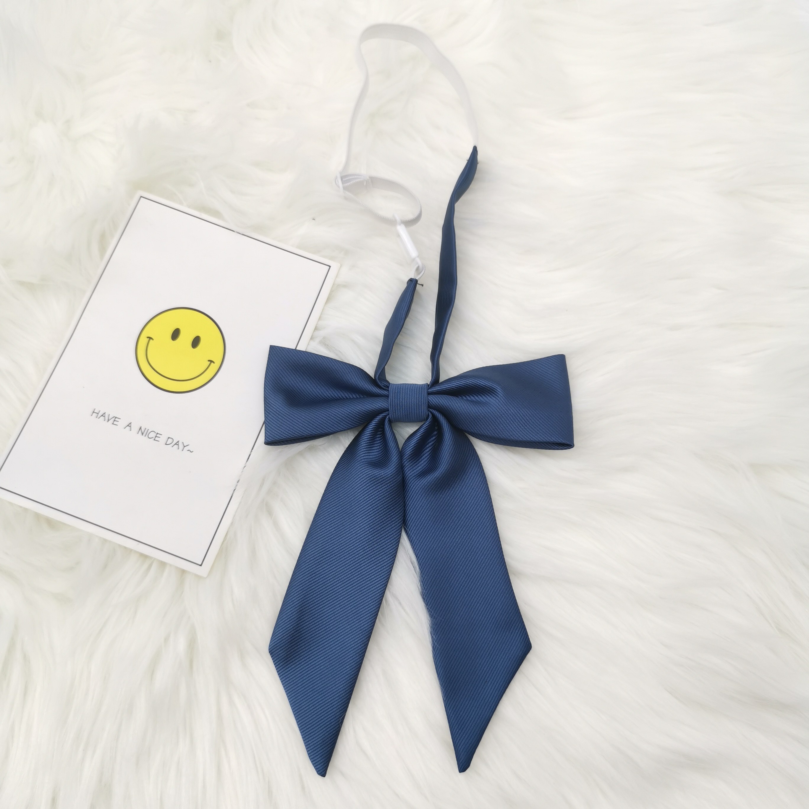 shindek原创jk领结长柄斜角纯色领花女斜纹百搭领结