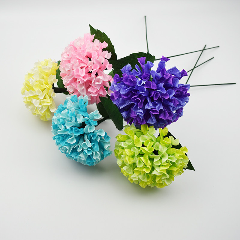 材料皱纹绣球5朵diy手工学生手工课劳技课作业皱纹纸