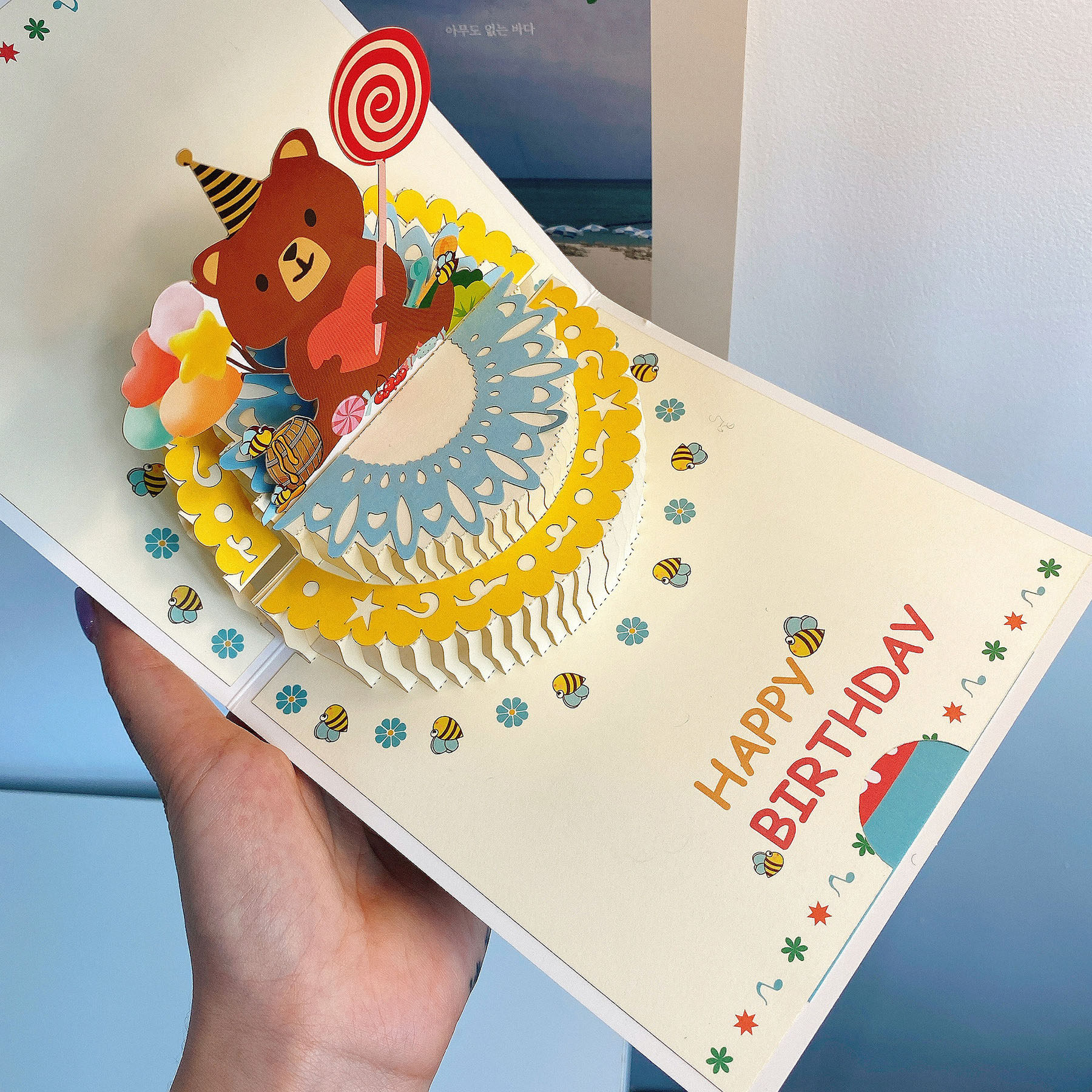 ins立体小熊生日蛋糕贺卡创意3d祝福diy手工贺卡