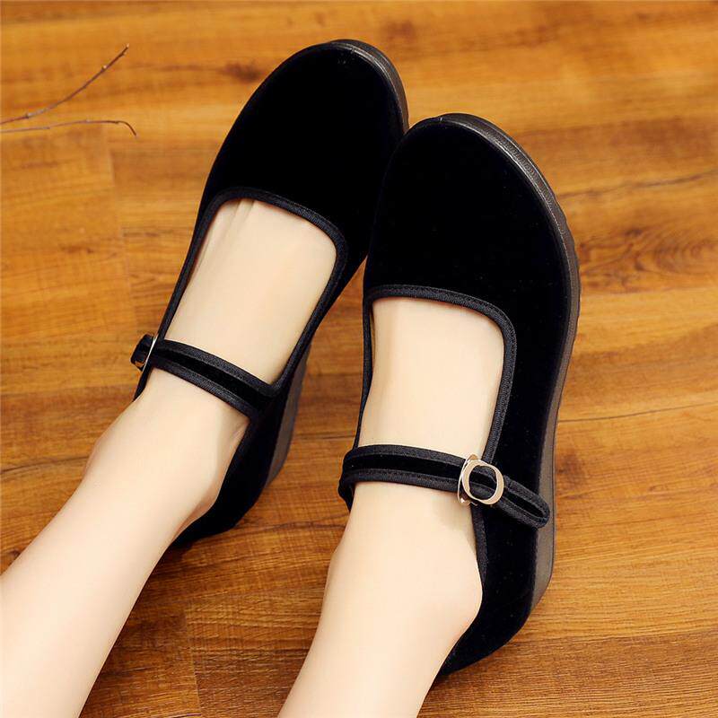 高一带老北京布鞋女鞋单鞋黑色工作鞋酒店鞋广场舞鞋厚底防滑松糕