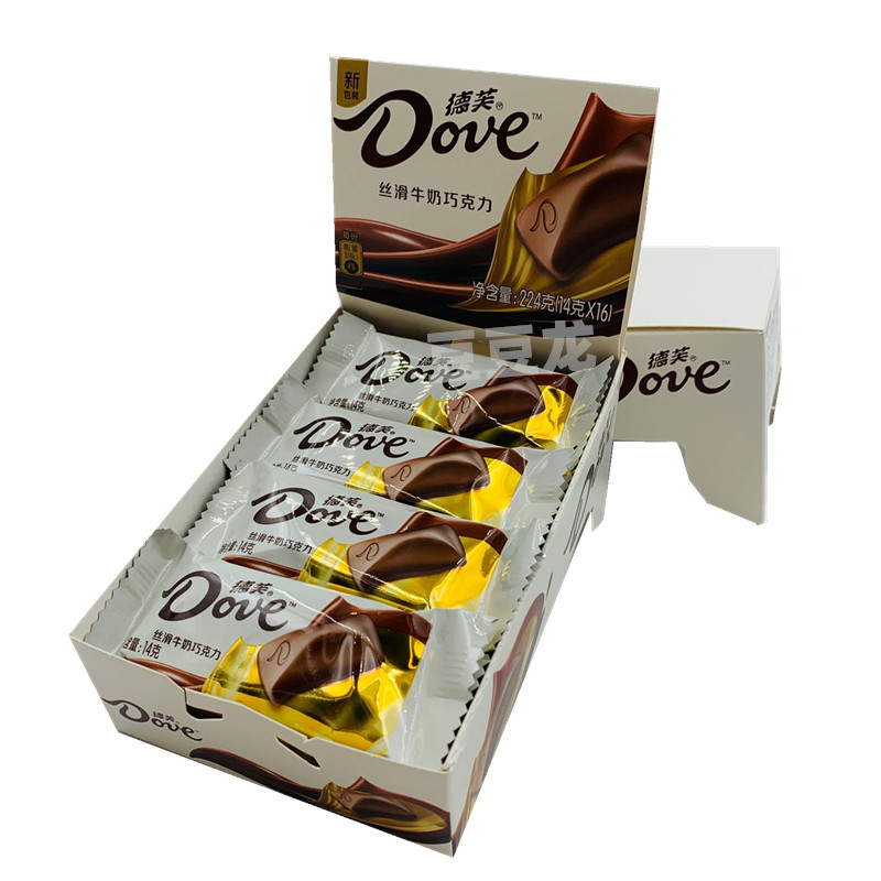 巧克力德芙丝滑牛奶14g16条盒装喜糖糖果零食巧克力制品