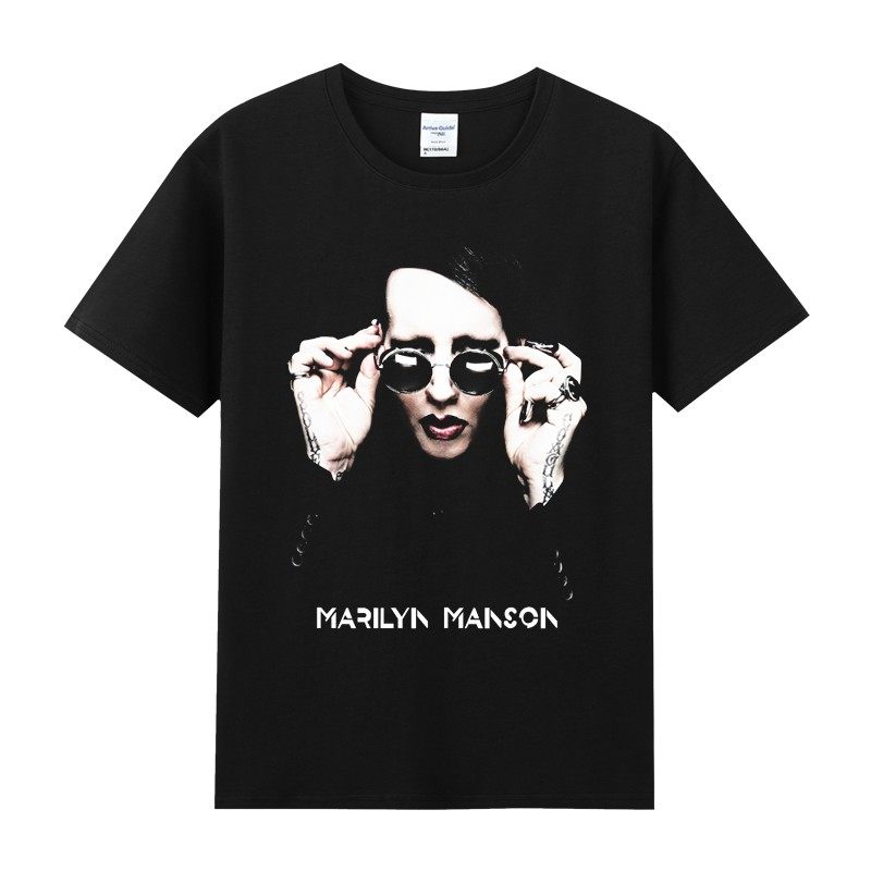 夏季青少年纯棉圆领短袖音乐摇滚玛丽莲曼森marilynmansont恤