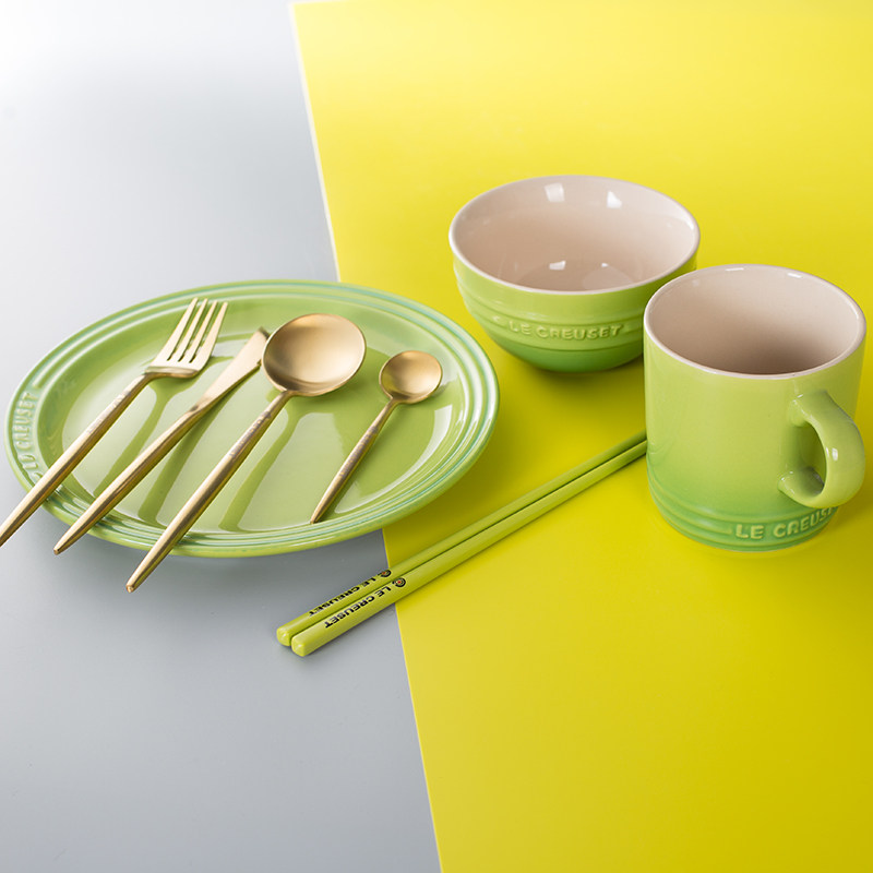 法国酷彩lecreuset高温陶瓷家用西餐纯色餐盘餐具瓷器套装