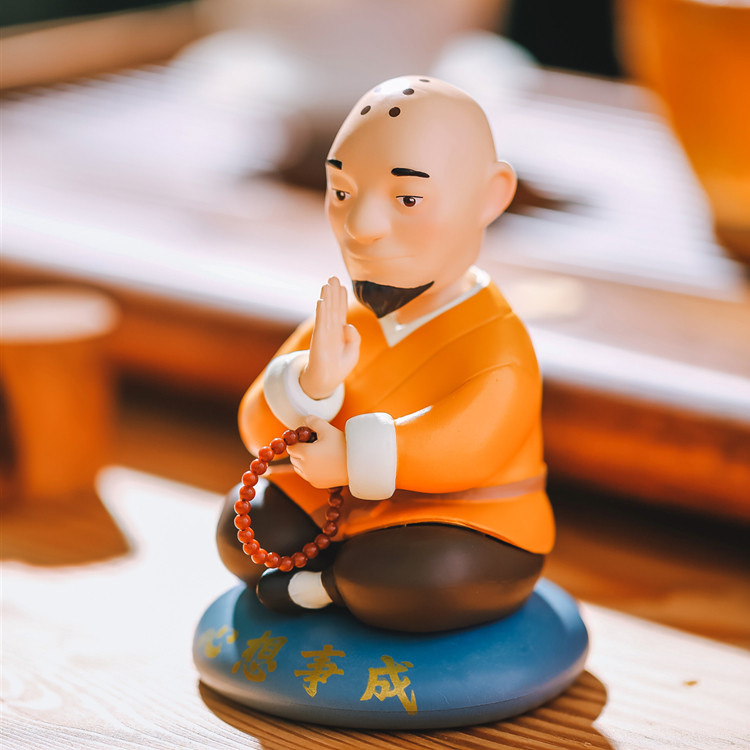 淡定四不一禅小和尚师父摆件摇头小茶具茶盘创意个性家居饰品茶宠