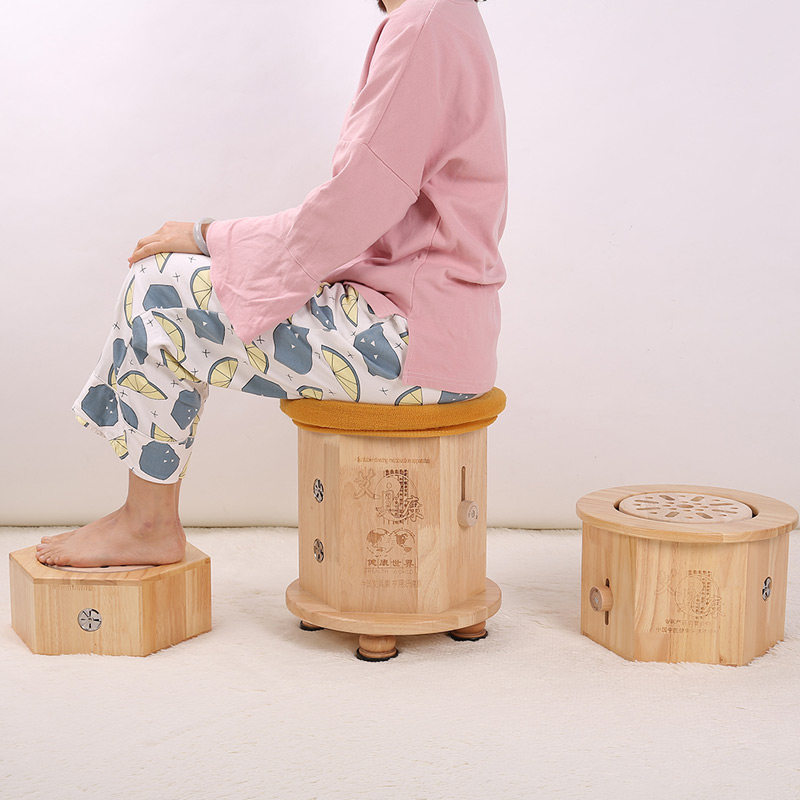橡木坐灸艾灸凳温灸器实木坐熏凳子养生悬灸桶按摩温熏调理器