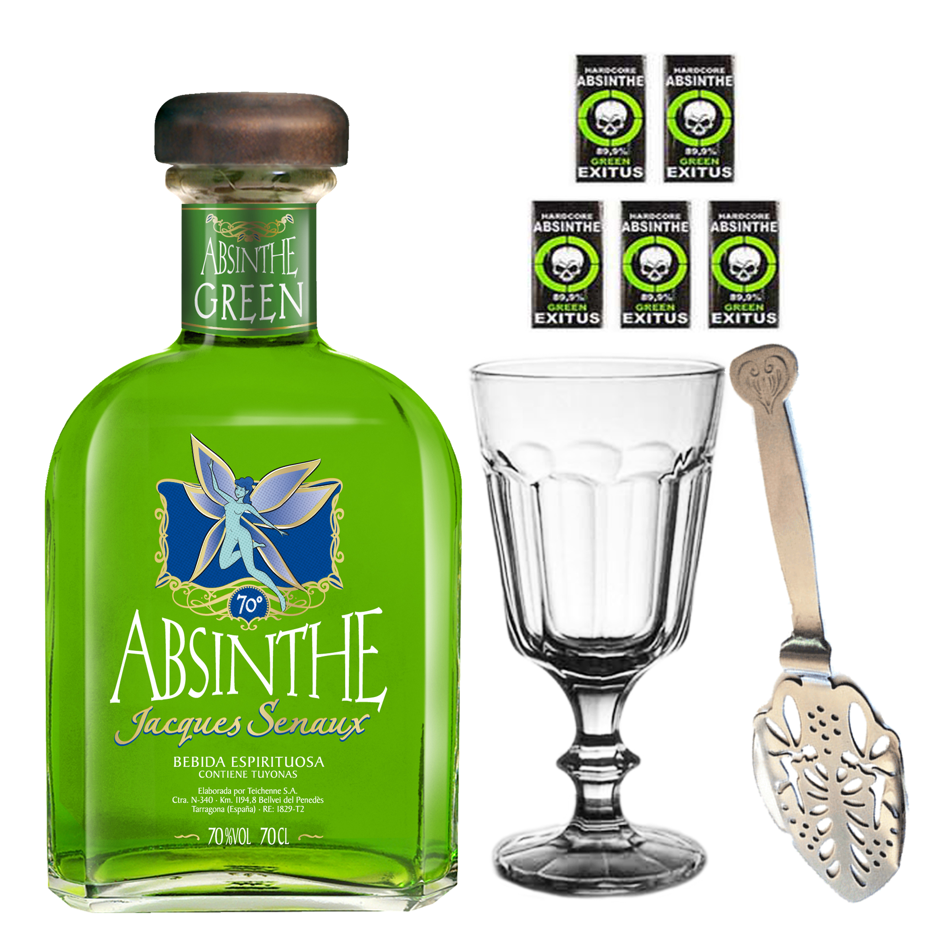 送杯勺方糖 洋酒70度700ml悬乳之星苦艾酒西班牙绿精灵absinthe
