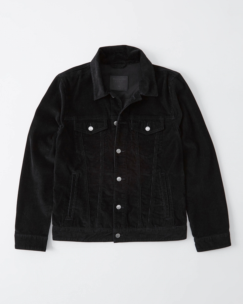 afabercrombiefitch美国秋冬灯芯绒全棉黑色夹克外套夹克