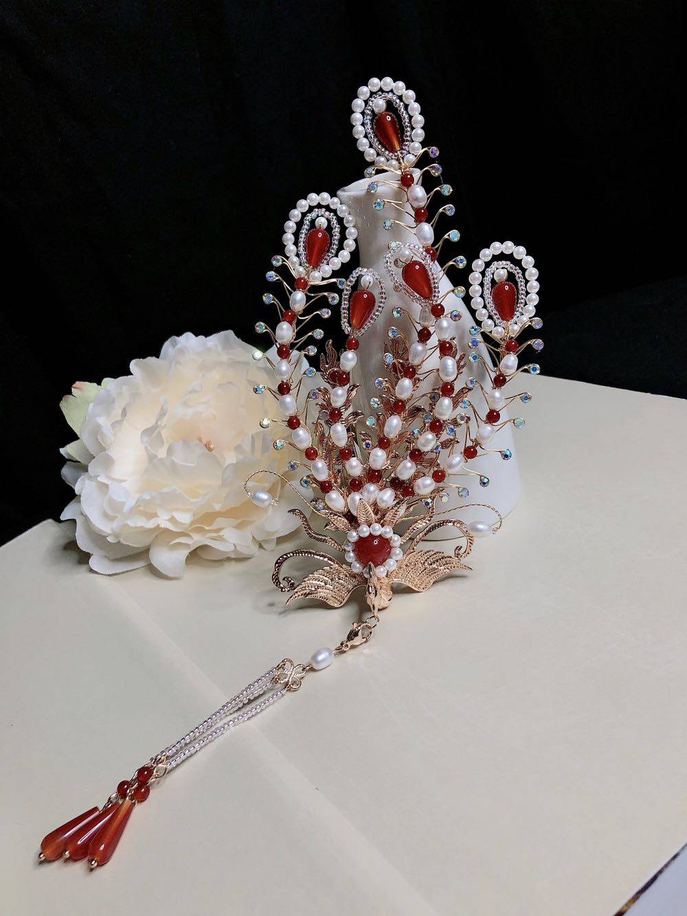 嘉怡发簪凤钗三尾红楼梦原创凤冠金丝凤头饰古装发饰