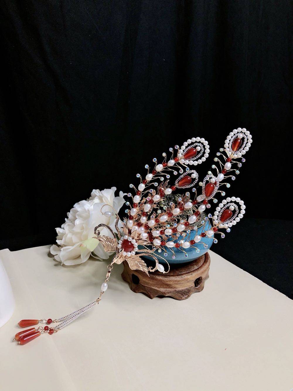 嘉怡发簪凤钗三尾红楼梦原创凤冠金丝凤头饰古装发饰