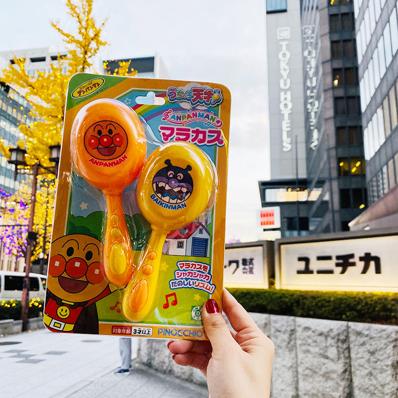 日本本土pinocchio面包超人乐器玩具婴儿沙沙宝宝沙摇铃摇铃
