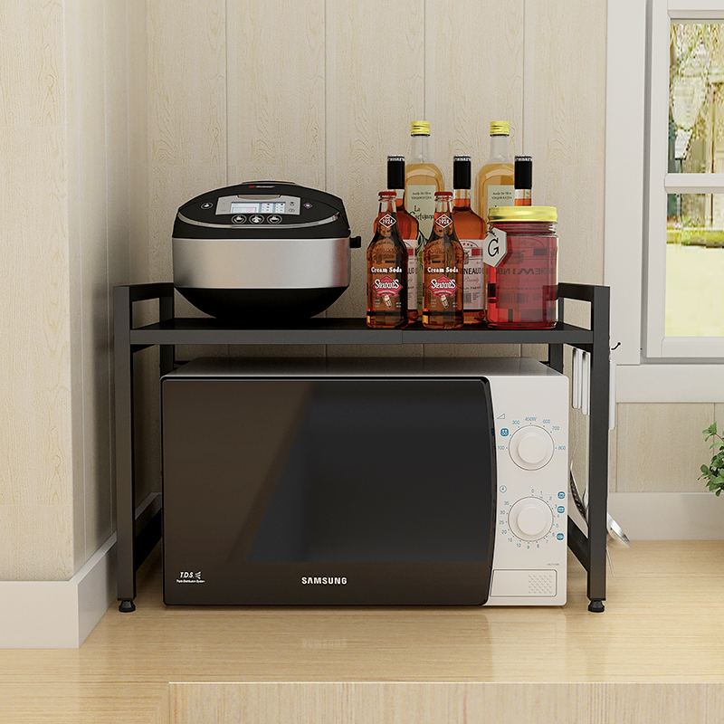 微波炉烤箱放锅架子伸缩置物架不锈钢厨房2层落地式省厨房置物架