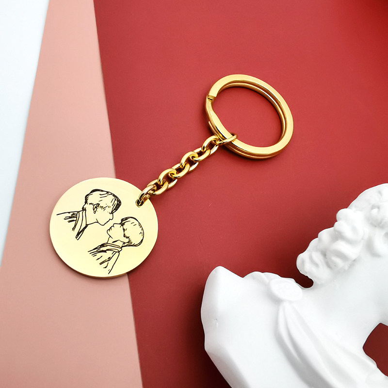 diy定制手绘情侣照片头像钥匙扣个性logo图案包挂件