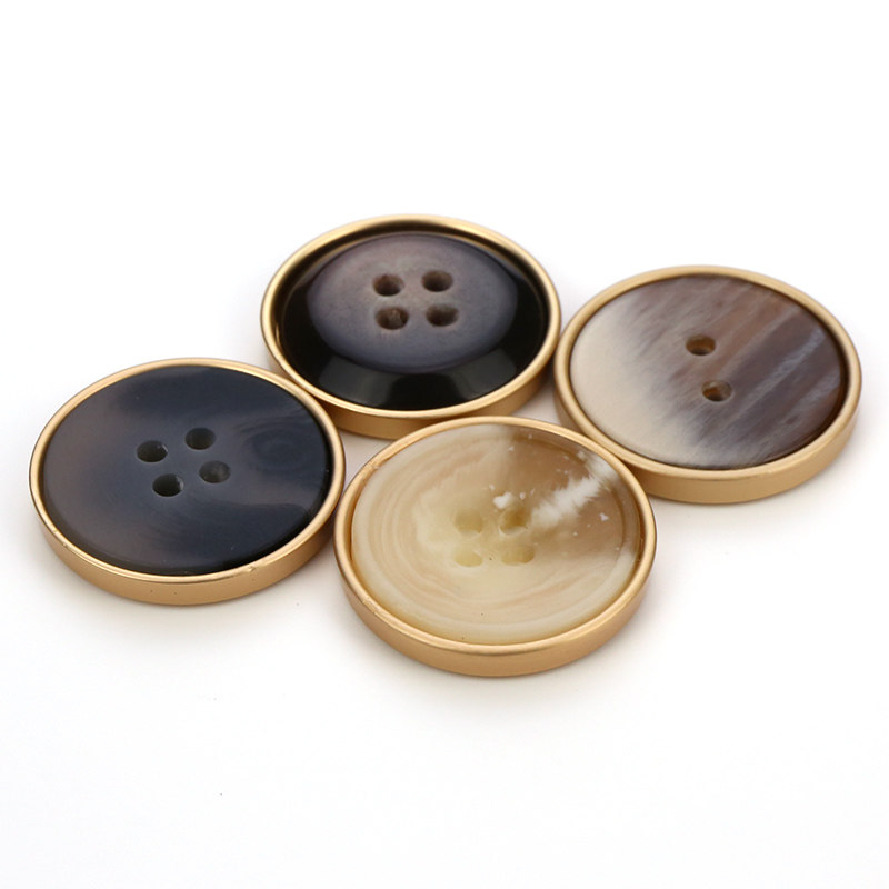 时尚简约男女树脂西装纽扣金属镶边组合扣子圆形纽扣