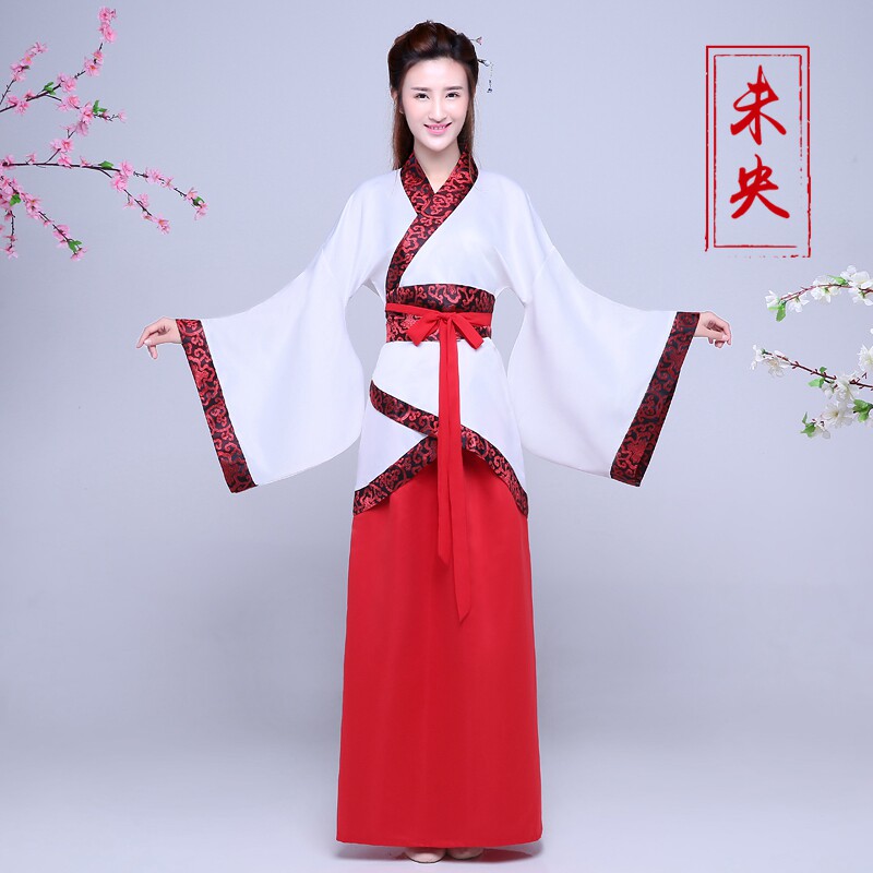 租汉男女古装女汉服曲裾服深衣华合合唱朗诵民族服装