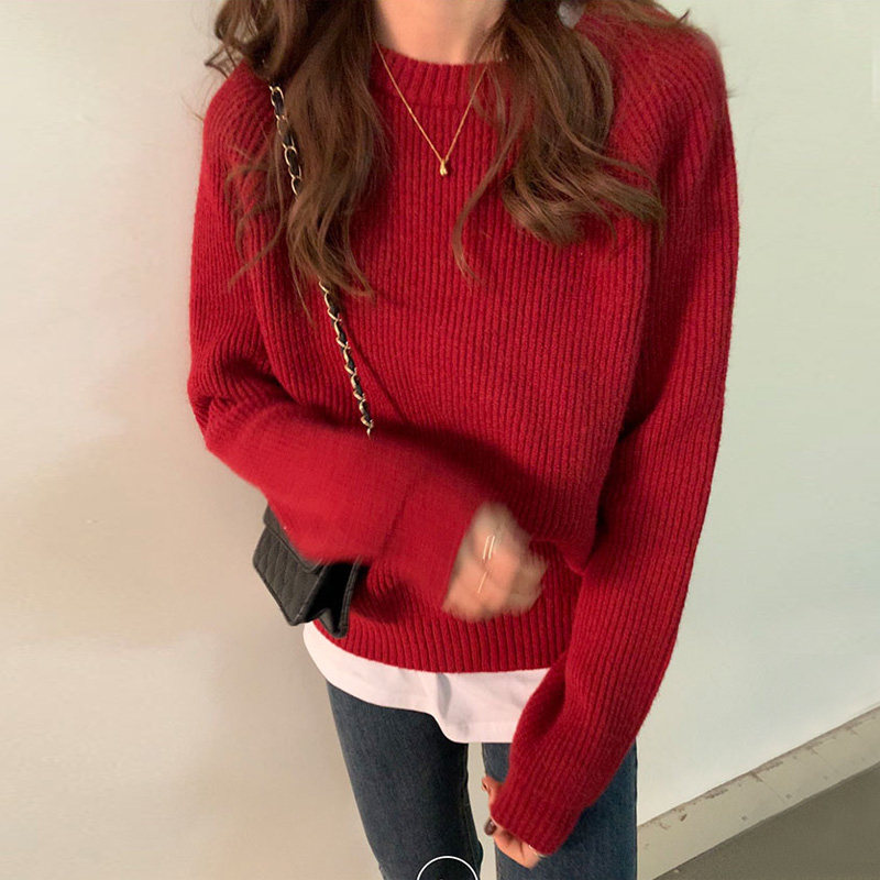 毛衣新年红毛女网网红ins慵懒洋气本命年2021毛衣