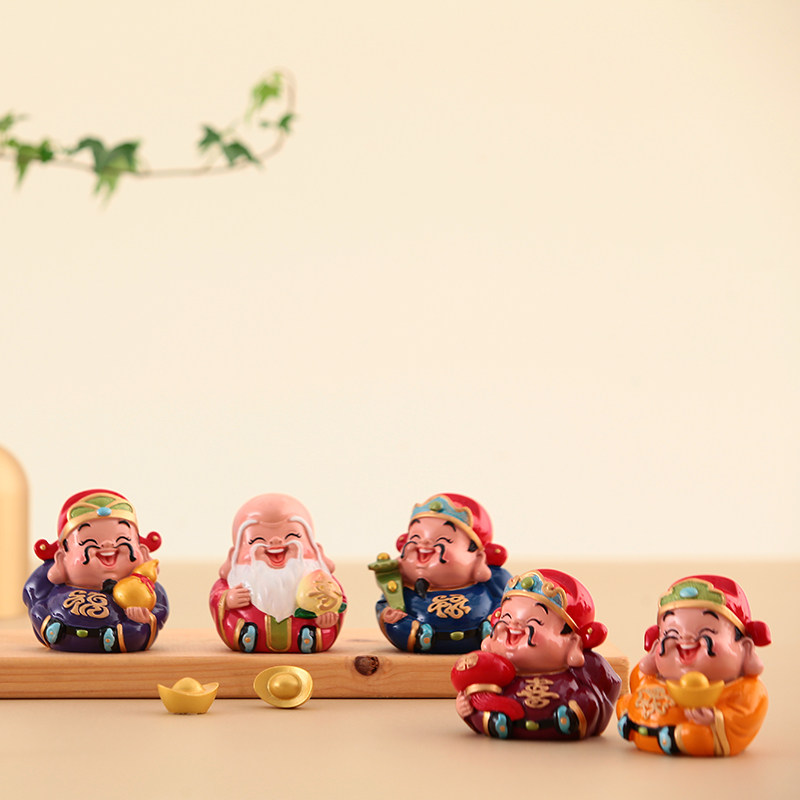 妙工坊福禄寿喜财创意摆件卡通公仔办公桌装饰店铺摆件