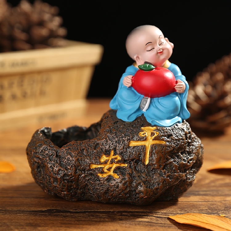 创意小和尚花器摆件可爱禅意公仔家居装饰办公室书房摆件
