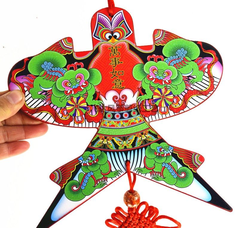 潍坊杨家埠木板年画沙燕风筝图案挂件客厅玄关年画