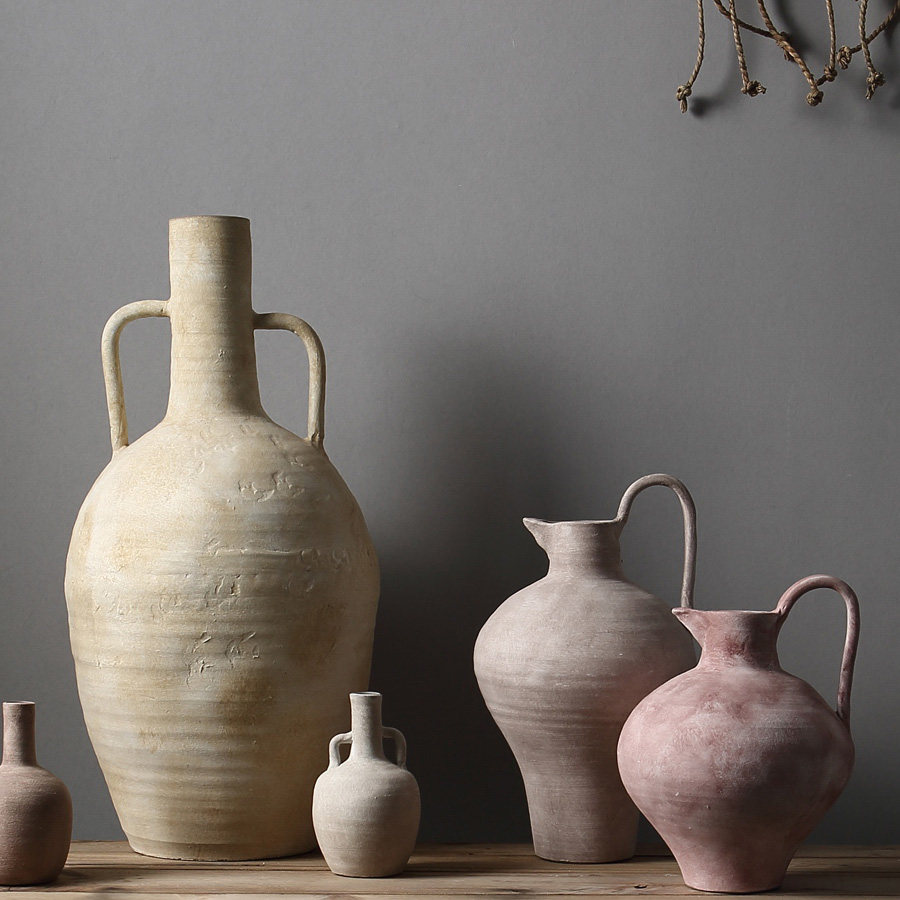 侘寂居家陶瓷书房莫兰兰迪陶艺手作花瓶摆件花瓶