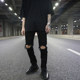 FOG classic ripped zipper jeans kanye high street fashion men's all-match black slim-fit jeans FOG classic ripped zipper jeans kanye high street fashion men's all-match black slim-fit jeans