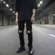 FOG classic ripped zipper jeans kanye high street fashion men's all-match black slim-fit jeans FOG classic ripped zipper jeans kanye high street fashion men's all-match black slim-fit jeans