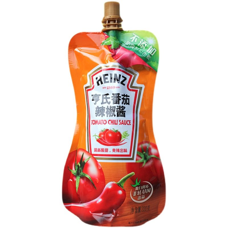 亨氏番茄辣椒酱320g袋装手抓饼披汉堡意大利面酱辣椒酱