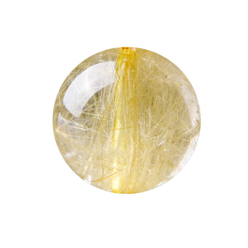 天然巴西金发晶散珠圆珠半成品水晶金发晶diy配件多宝手串配饰