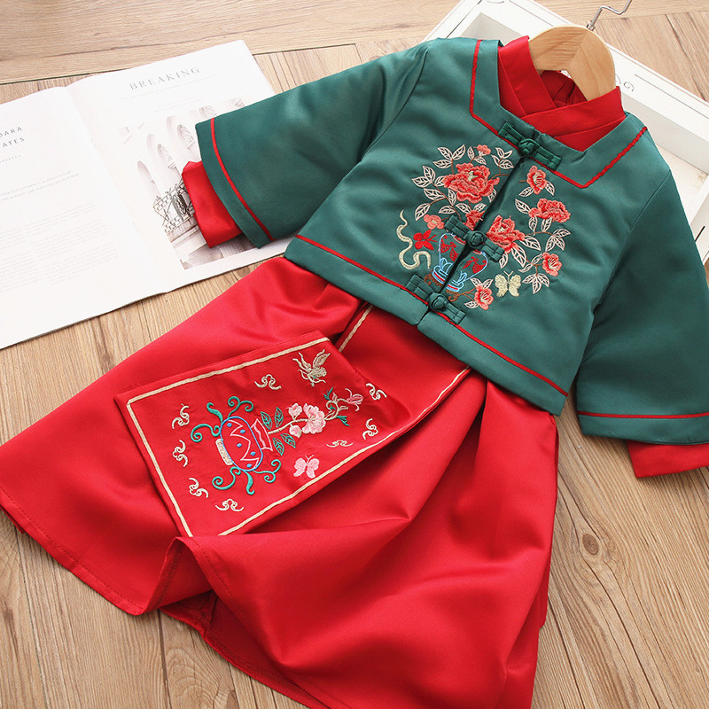 童装中国国风唐装年服2021冬季儿童汉服女古风唐装