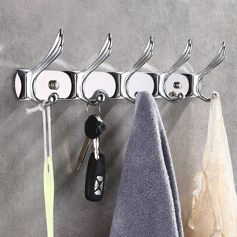挂钩壁挂衣帽钩免打孔不锈钢挂衣钩排钩浴室衣服架试衣间衣柜挂勾