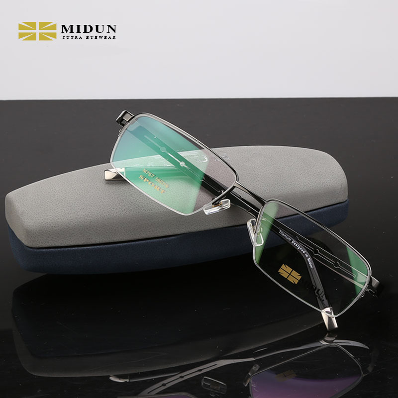 眼镜米顿纯钛眼镜架商务半框近视近视眼配成成品眼镜架
