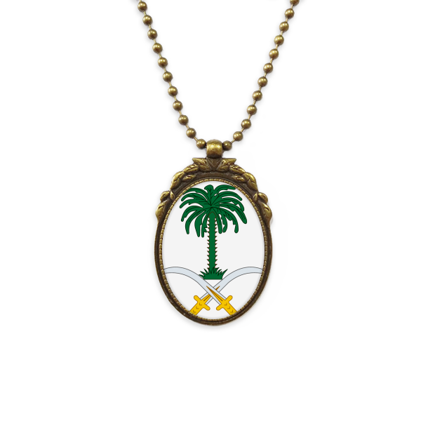 沙特阿拉伯亚洲国徽椭圆形复古项链古铜色欧式吊坠礼物项链