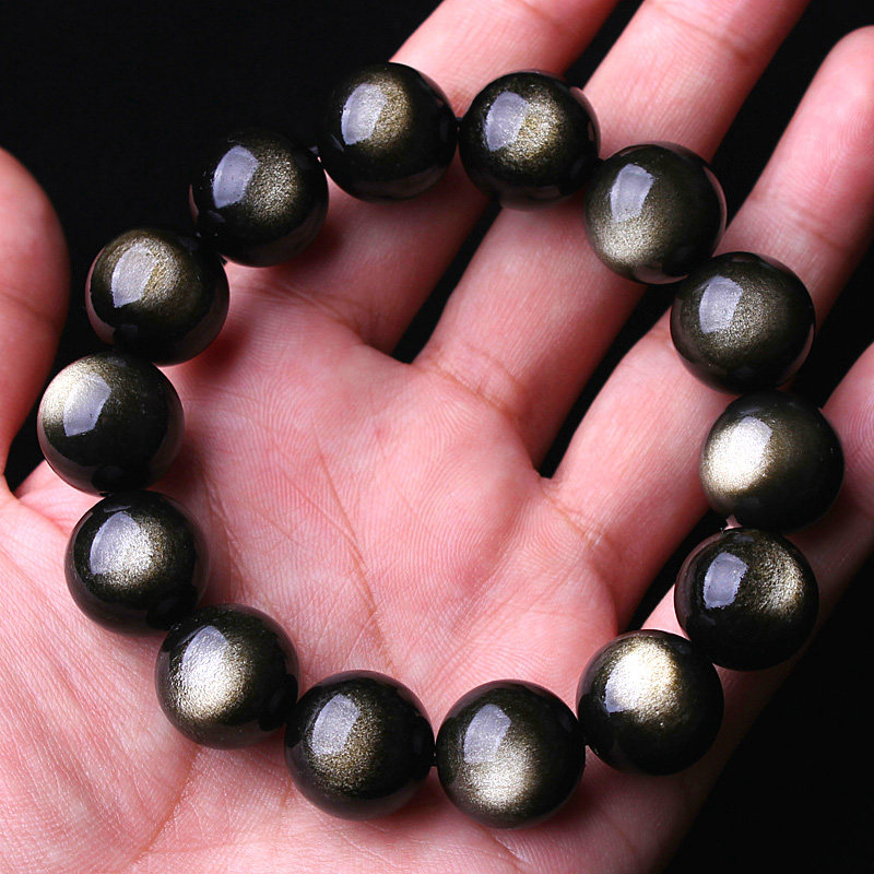 天然金曜石手链男女女款佛珠耀石曜石手水晶手持手链