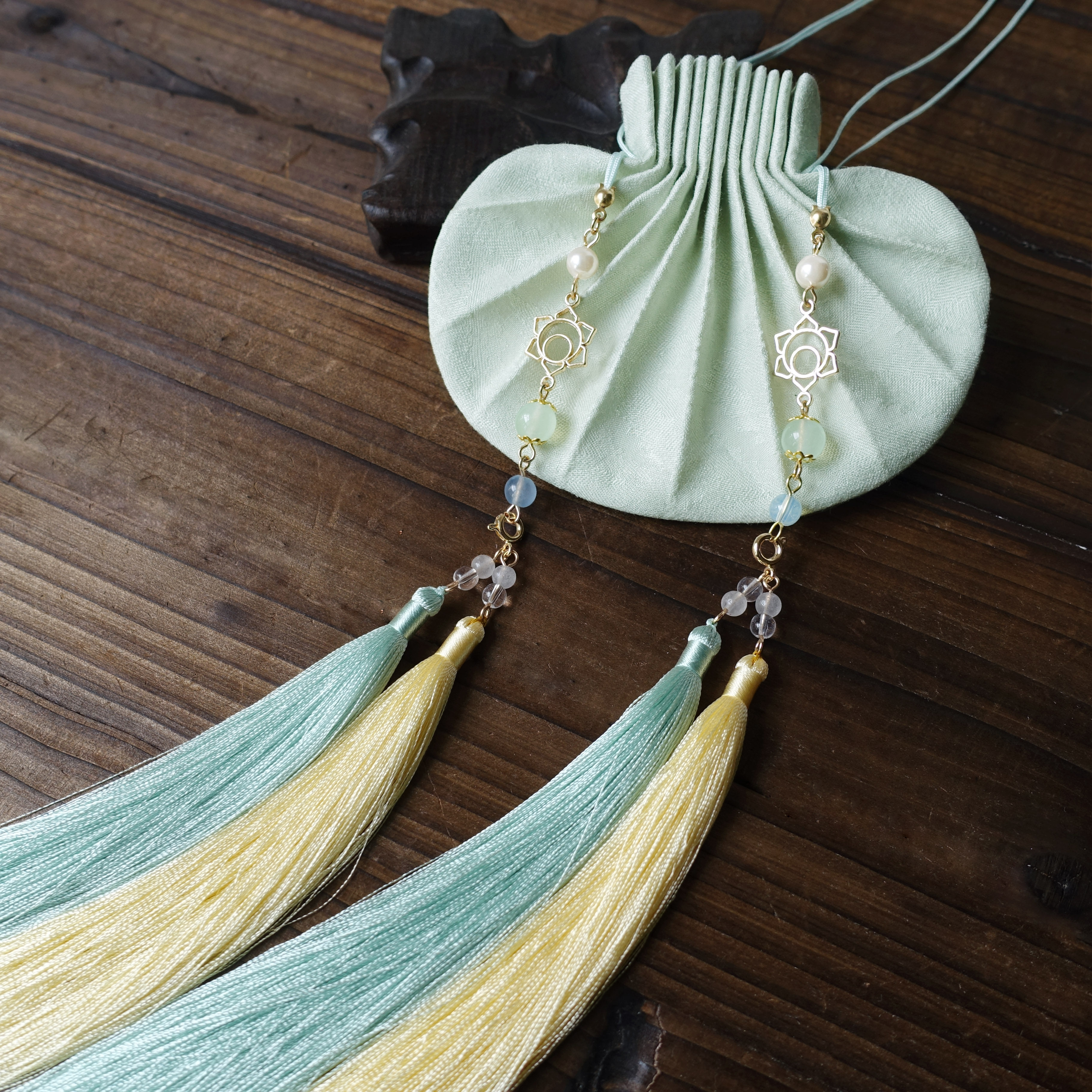 西江月古风汉服荷包配饰古法腰圆香包流苏抽绳香包