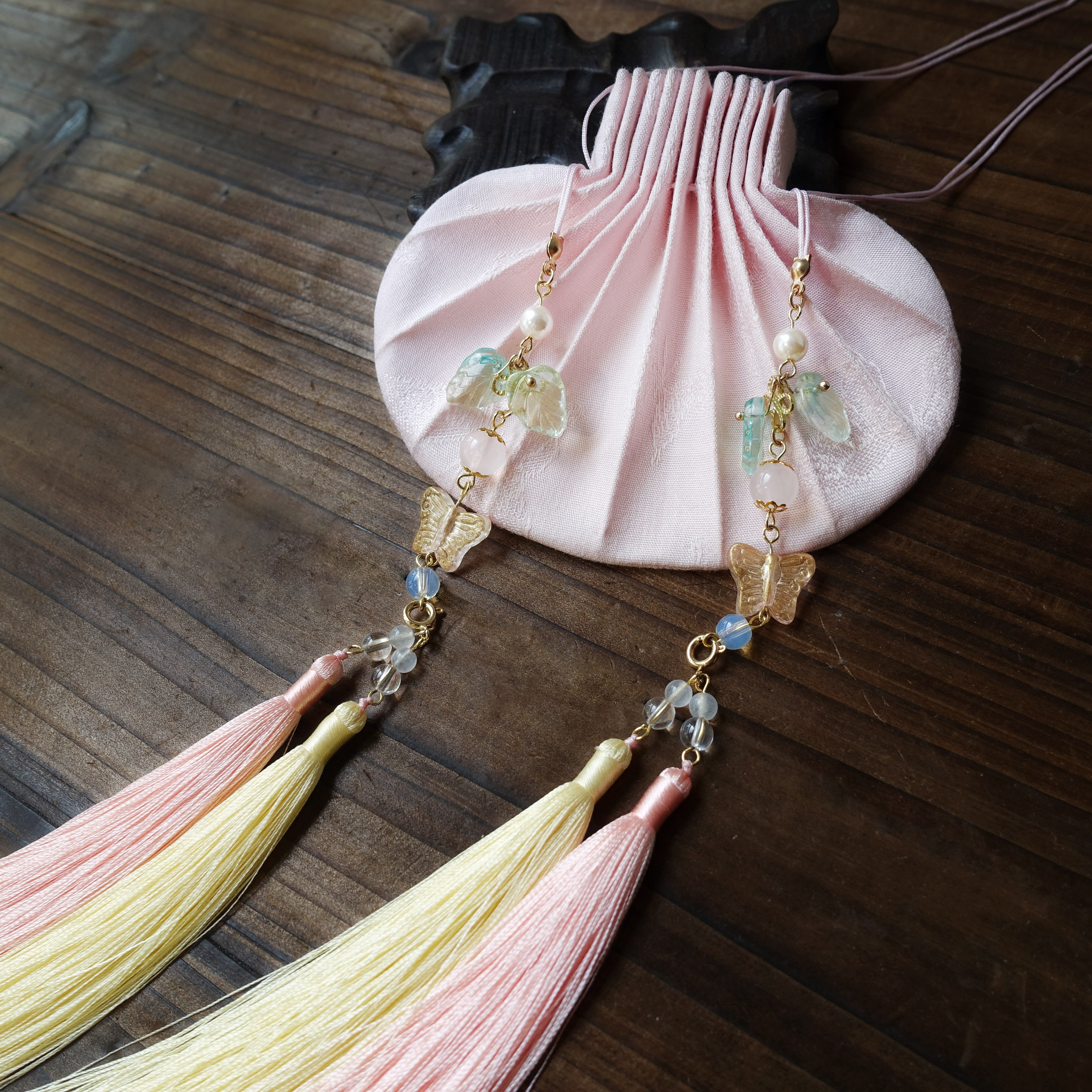 西江月古风汉服荷包配饰古法腰圆香包流苏抽绳香包