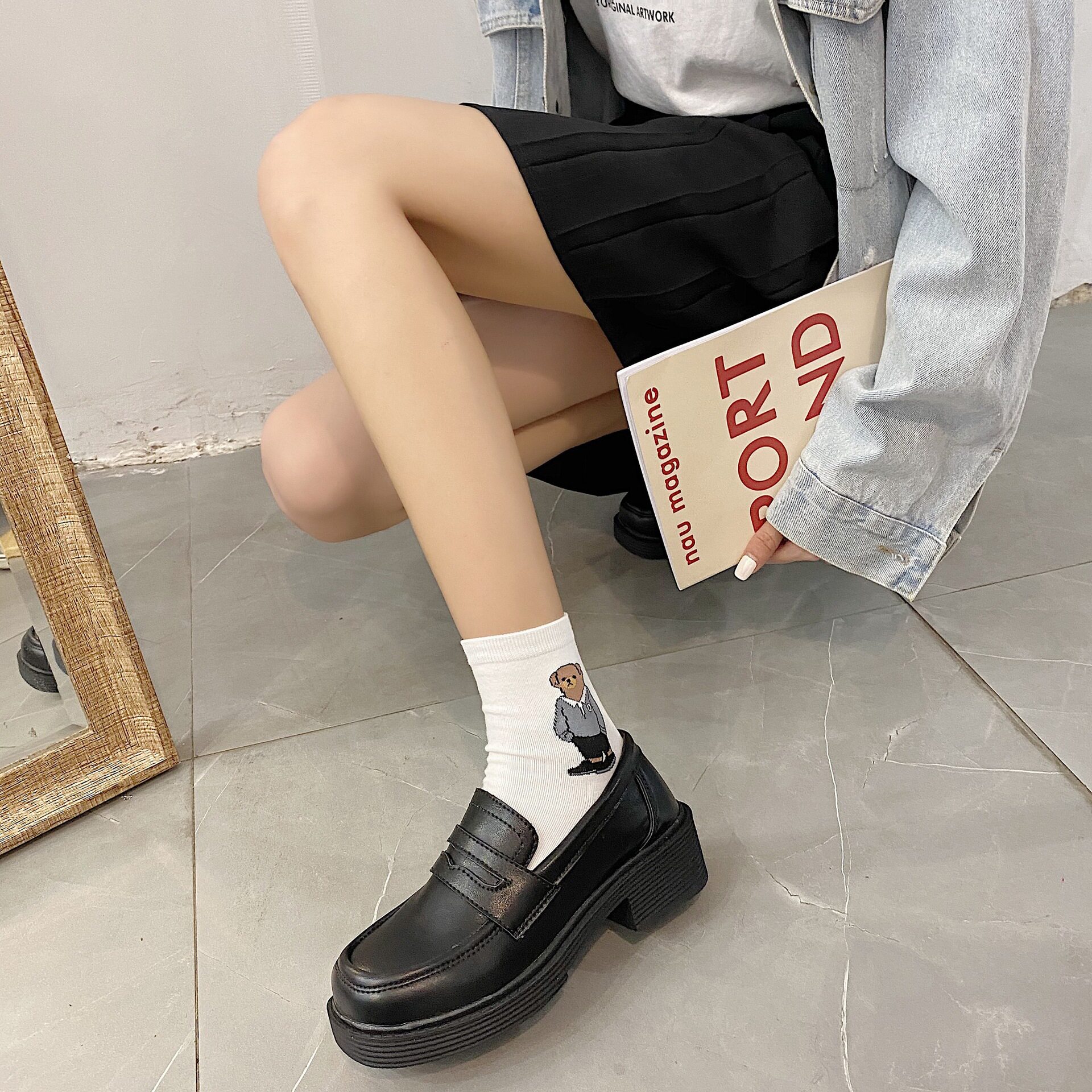 日系玛丽珍鞋子中跟新款秋季2020制服jk学院单鞋