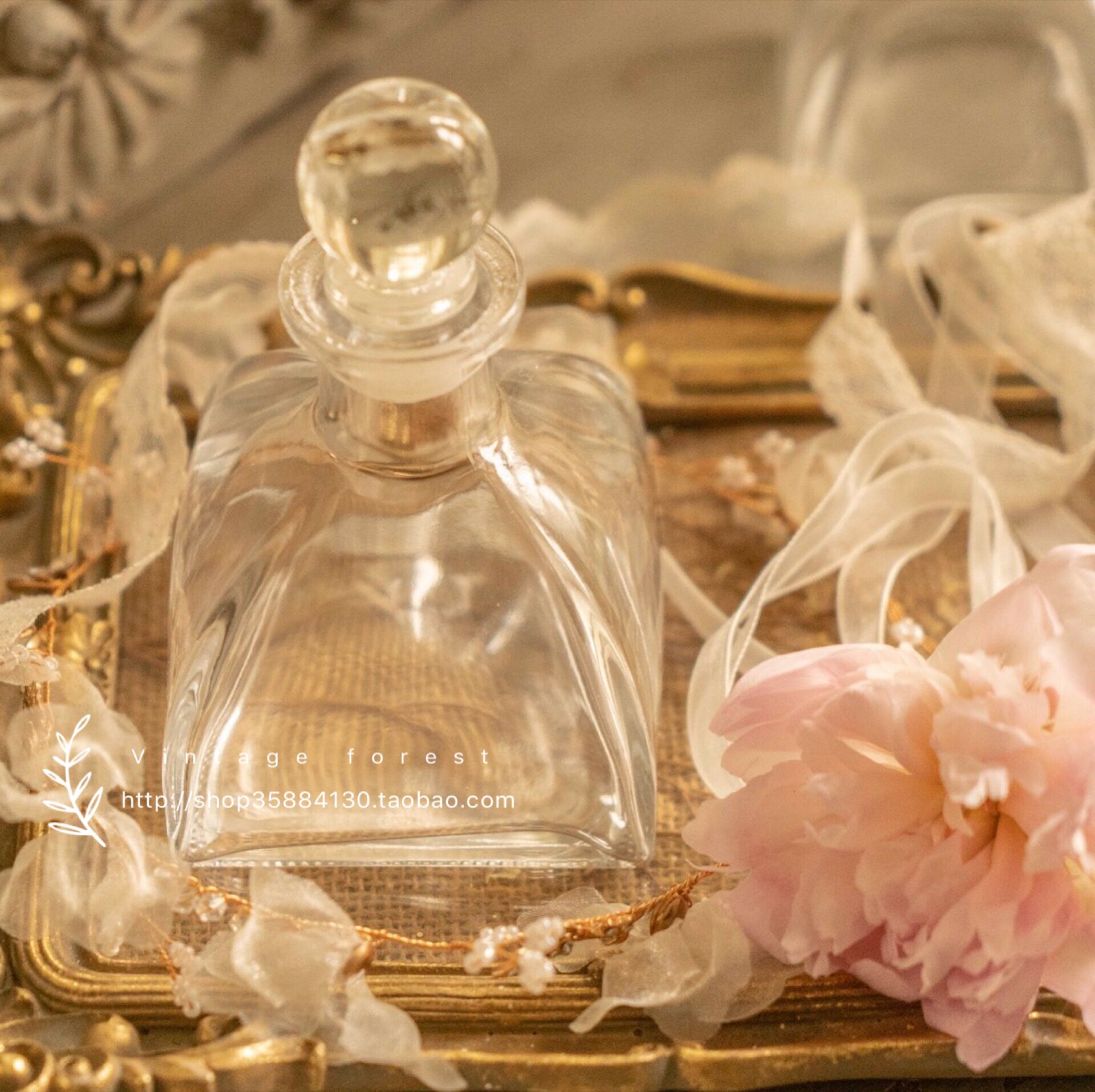 vintage法式轻奢玻璃复古香水香薰储物瓶家居装饰工艺品摆件