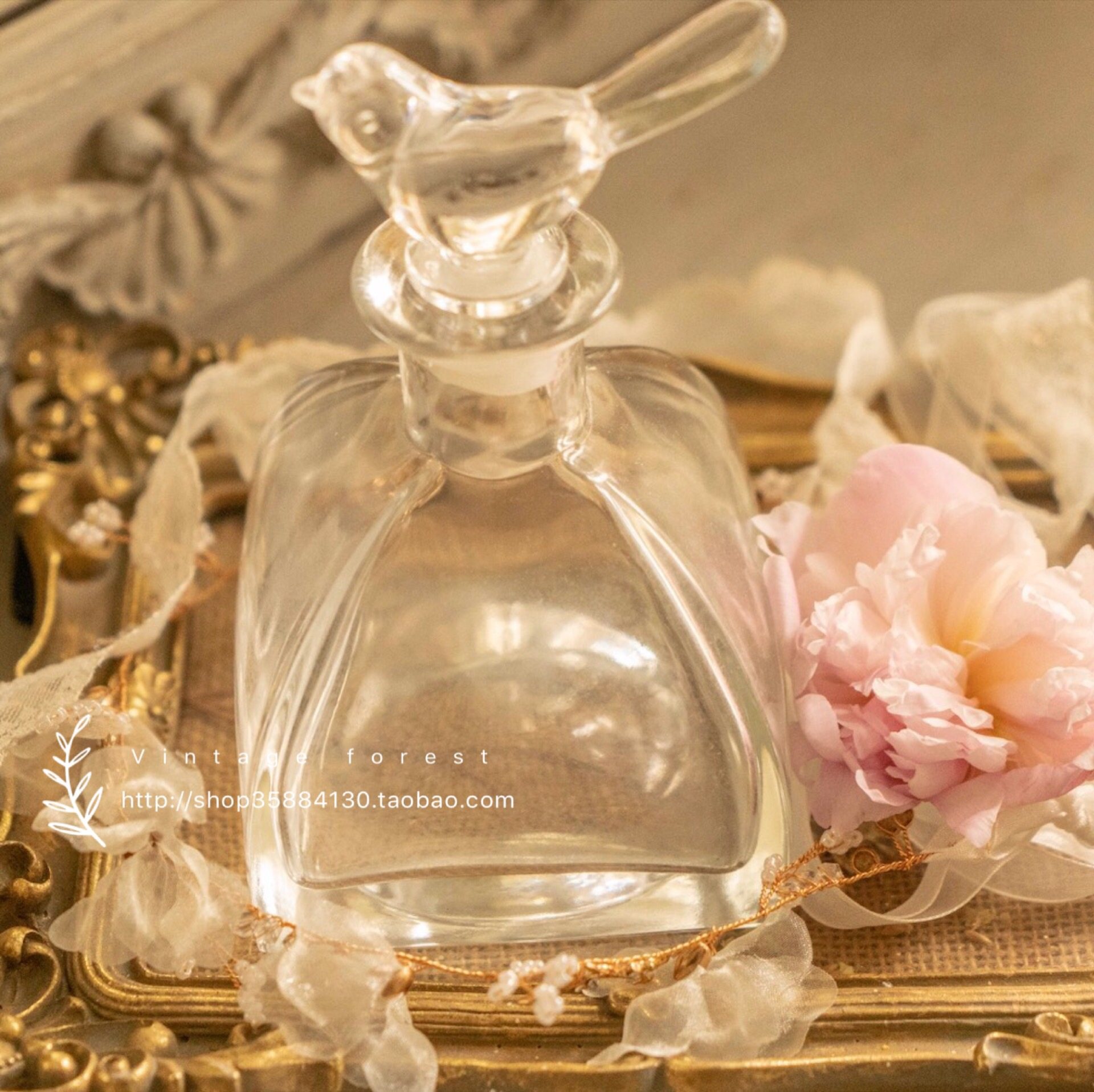 vintage法式轻奢玻璃复古香水香薰储物瓶家居装饰工艺品摆件