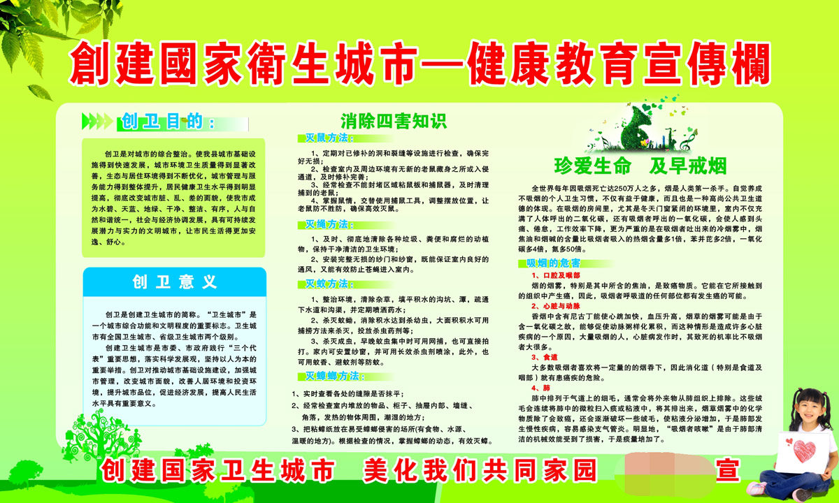海报印制展板写真贴纸素材1477创卫文化健康教育宣传栏